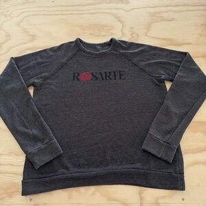 Rodarte Rosarte Women’s Relaxed Fit Crewneck Graphic Sweatshirt Top Gray Small